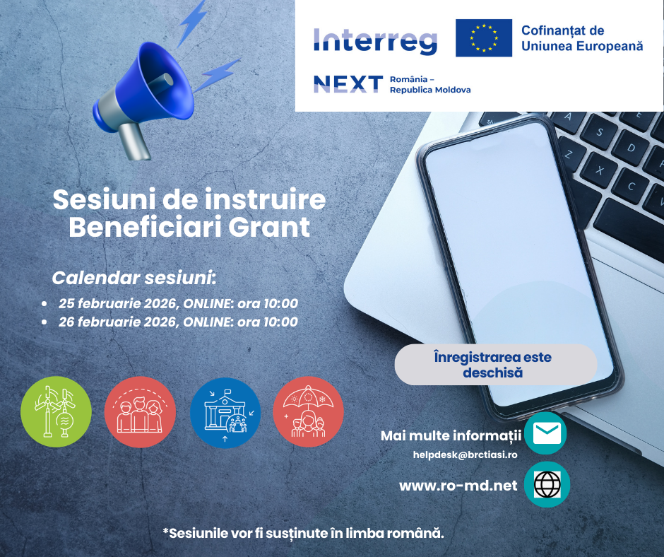 Reminder pentru beneficiarii de grant – Interreg NEXT România–Republica Moldova